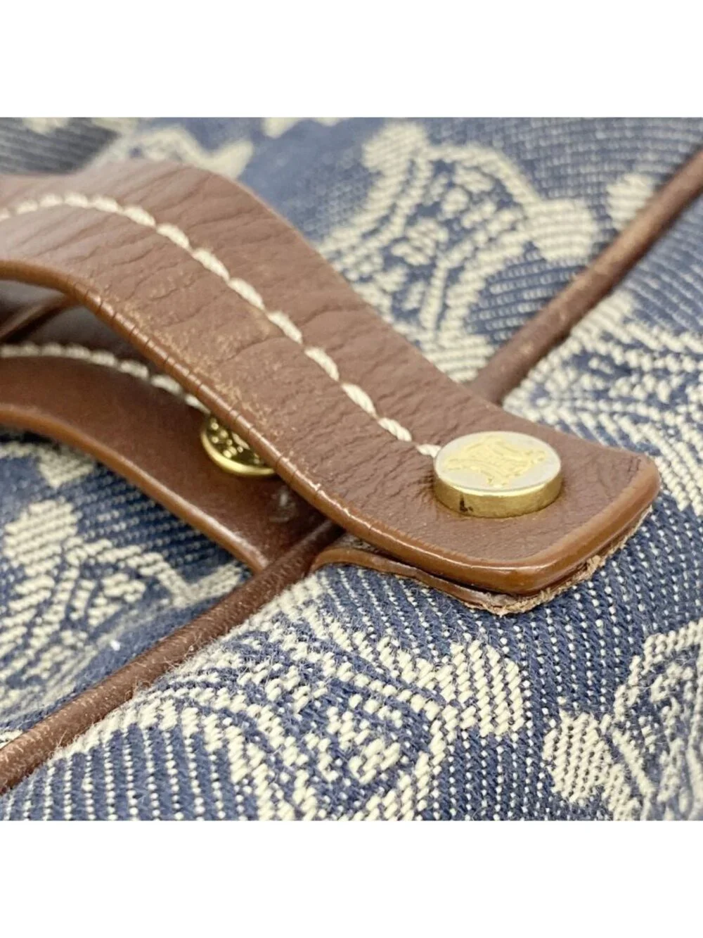 Celine Shoulder Bag C Macadam Denim Blue Gold